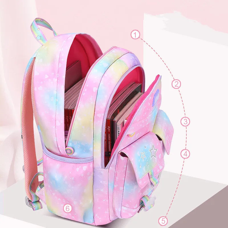 Hemasa Children School Bags For Girls Kids Satchel Primary Orthopedic School Backpacks Princess Backpack teenager Schoolbag knapsack