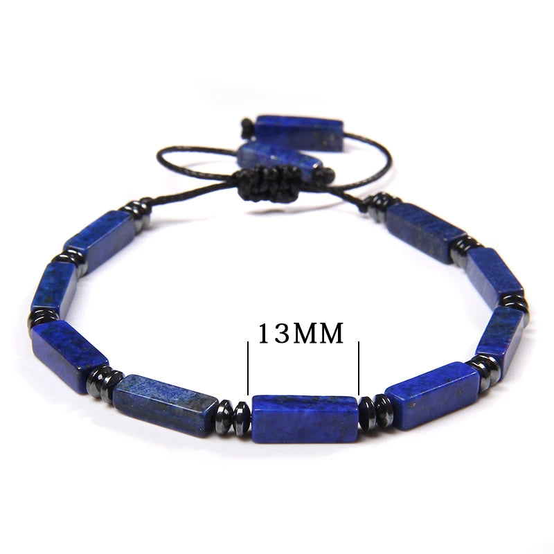 Tejesa Rectangle Shape Amethysts Bracelet Natural Stone Indian Agates Lapis Lazuli Adjustable Braided Bracelets For Women Men Jewelry