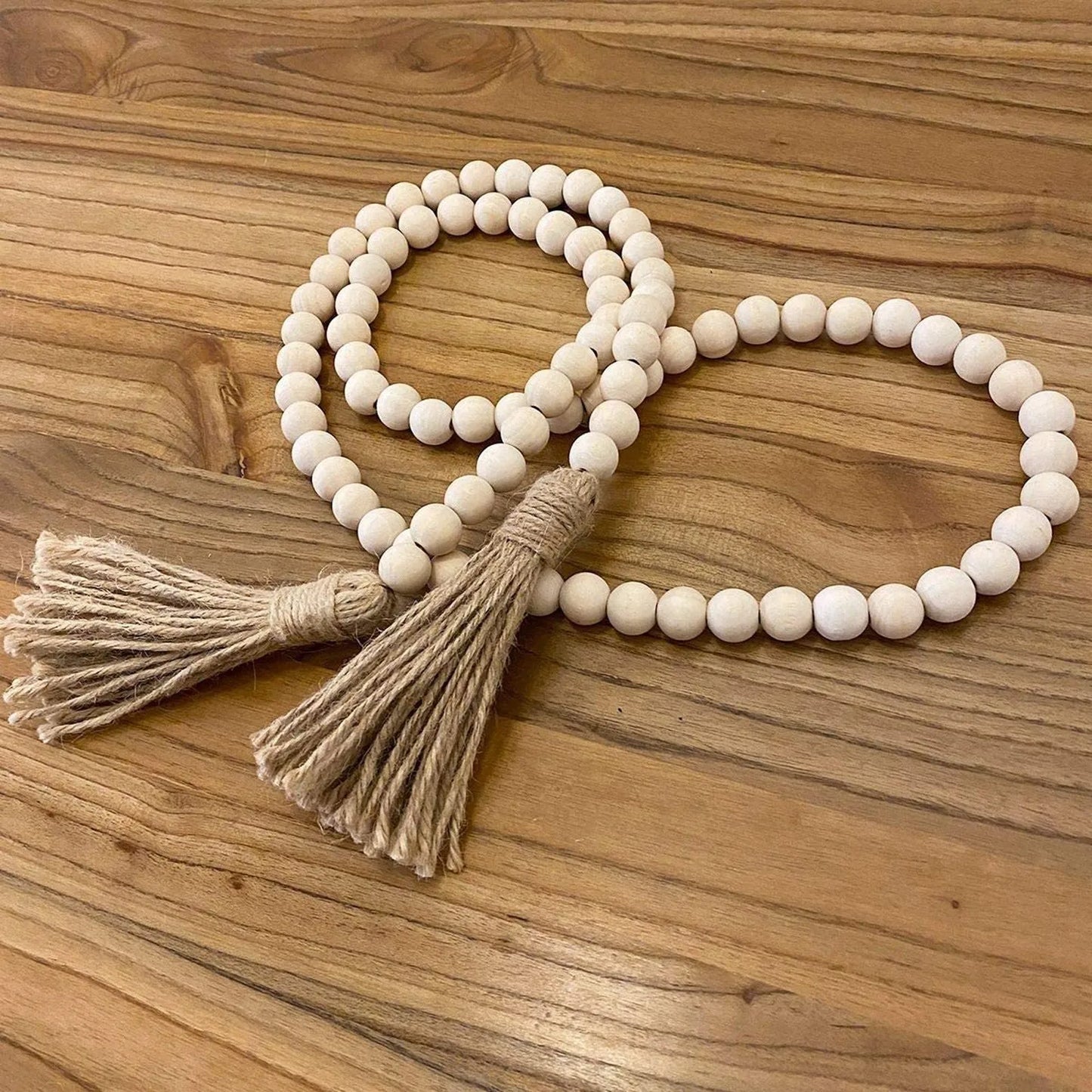 Large Wall Hanging Decoration Wood Bead Bohemian Style Tassel Natural Garland Farmhouse Beads Buddhism  Hanging Decoration