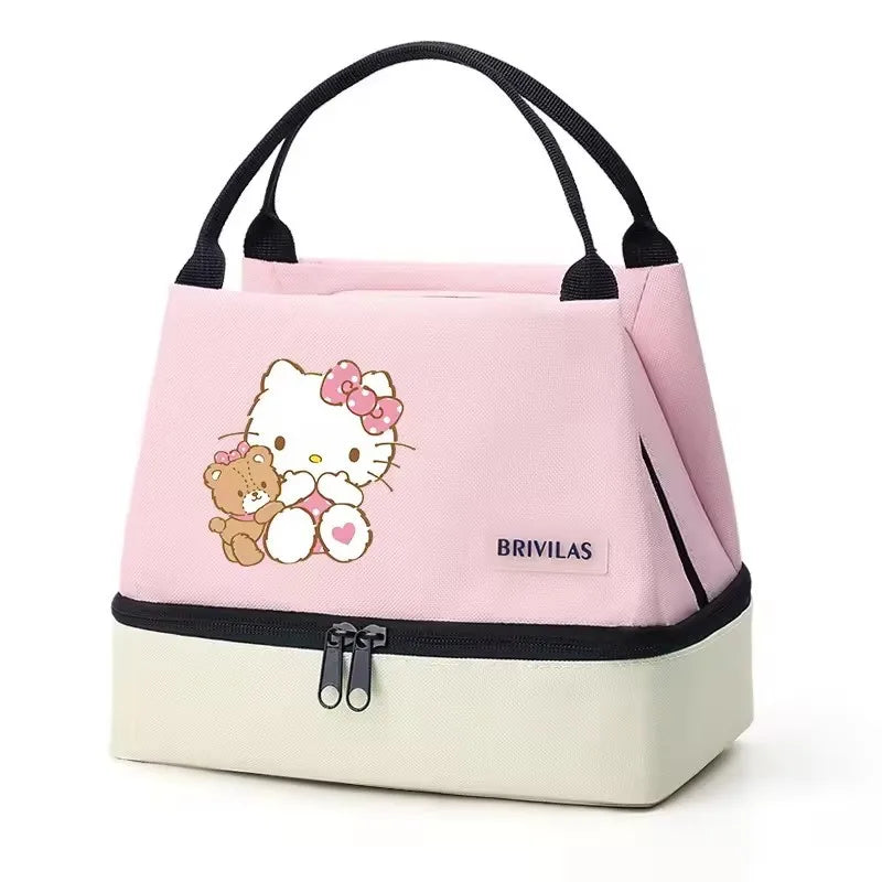 Hello Kitty Insulated Lunch Bag Portable Lunch Box Storage Bag Foldable Insulated Cooler Handbag For Office School Picnic
