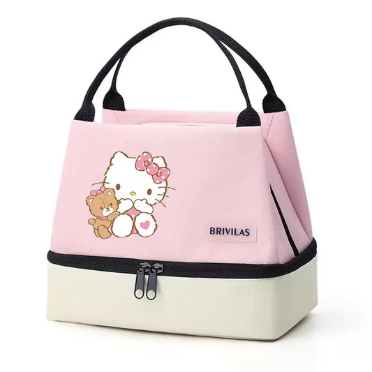 Hello Kitty Insulated Lunch Bag Portable Lunch Box Storage Bag Foldable Insulated Cooler Handbag For Office School Picnic
