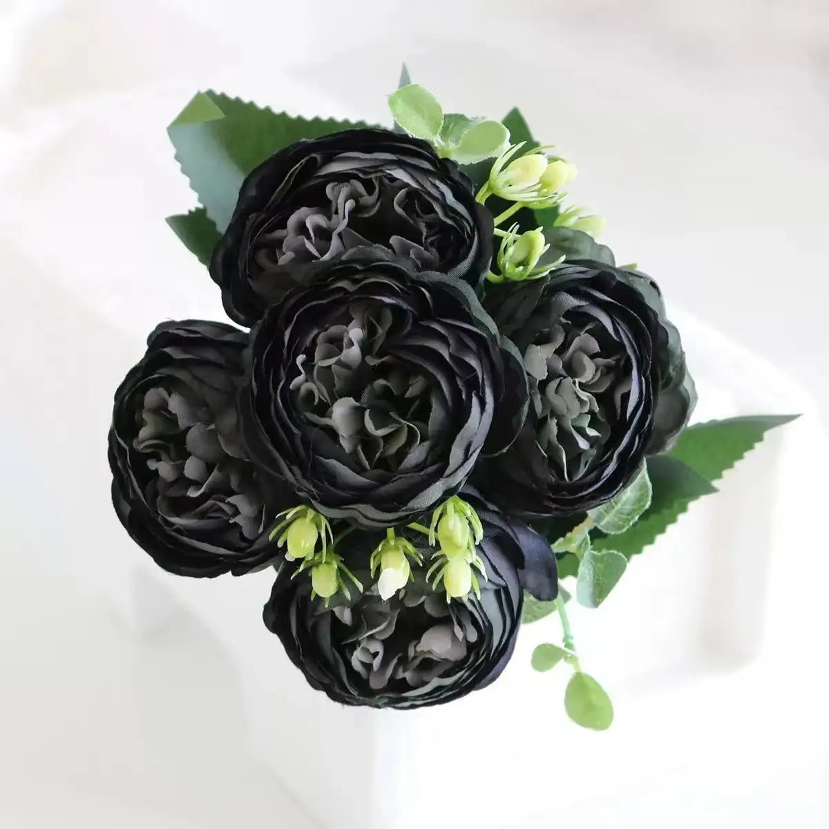 30cm Rose Pink Silk Peony Artificial Flowers Bouquet 5 Big Head and 4 Bud Cheap Fake Flowers for Home Wedding Decoration indoor