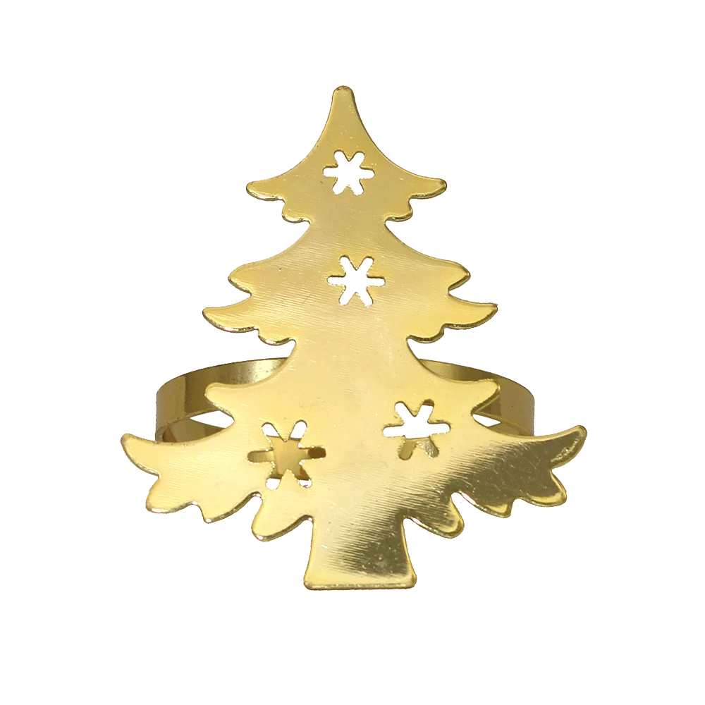12Pcs Christmas Tree Napkin Ring Gold Napkin Holder Metal Serviette Ring for Christmas Gift Wedding Party Dinner Table Decor