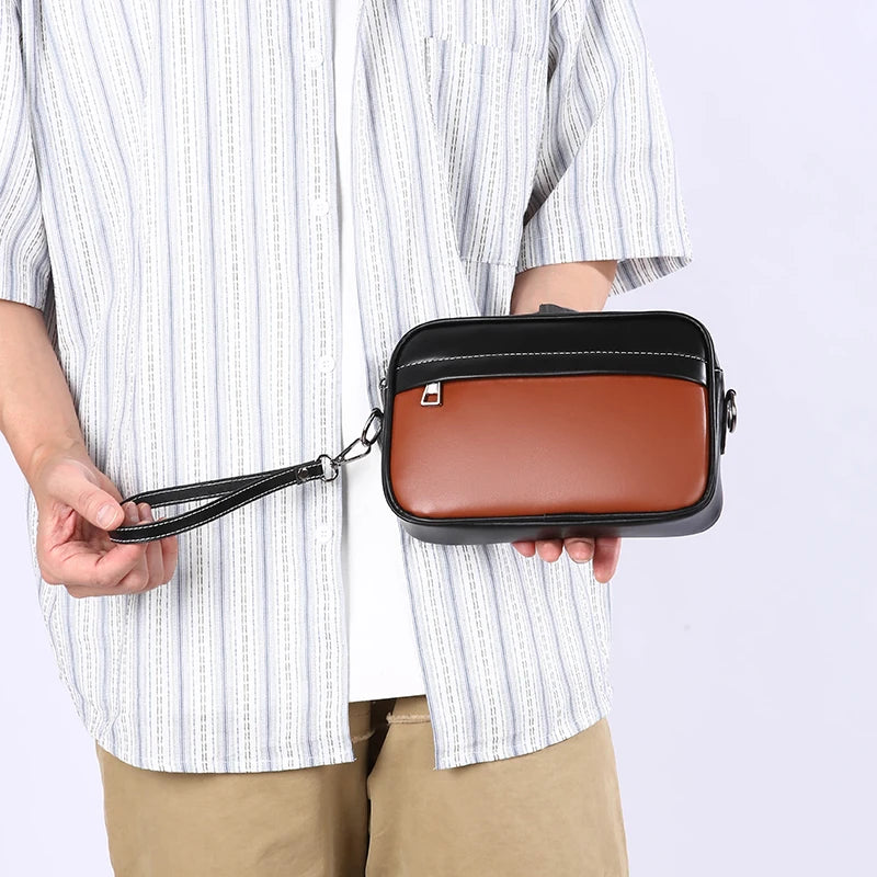 Tejesa H Soft PU Leather Men Shoulder Bag Male Day Clutch Phone Bag Shopping Bag