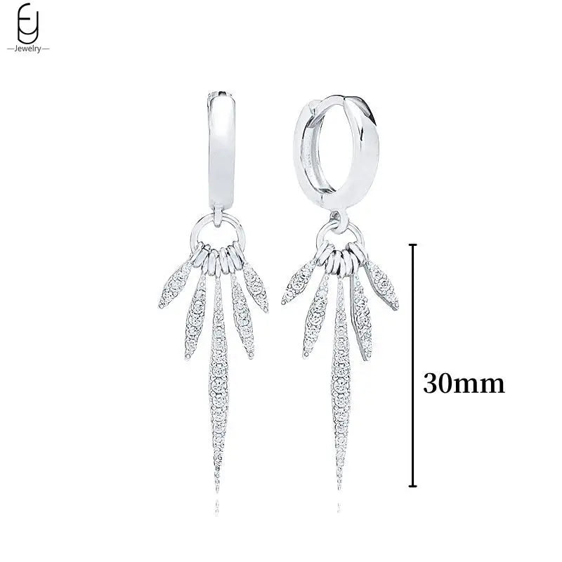 Hemasa 925 Sterling Silver Ear Buckles Fashion Hoop Earrings /White Crystal Luxury Women's Earrings Wedding Women's Jewelry Premium Gift