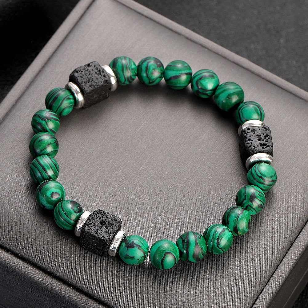 Hemasa Malachite Bracelets  Jewelry Healing Lava Beads Bracelet Pulsera Diabetes Relief Bracelet Women