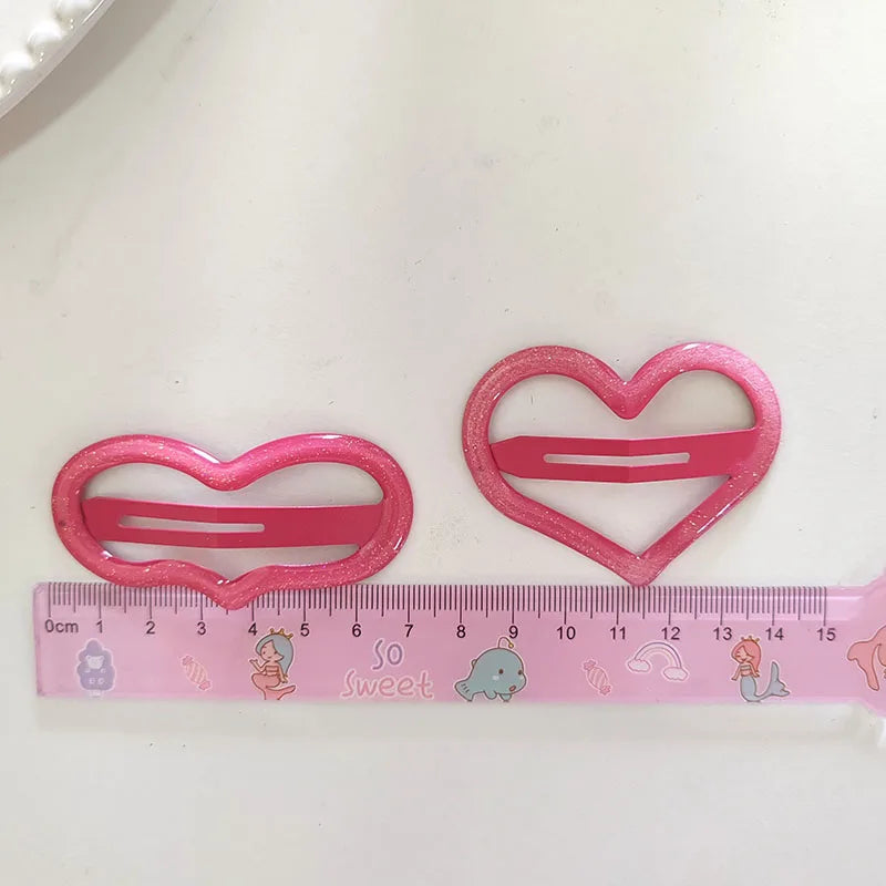 Hemasa 4pc Alloy Big Heart Colorful  Clips for Women/ Girls/ Children