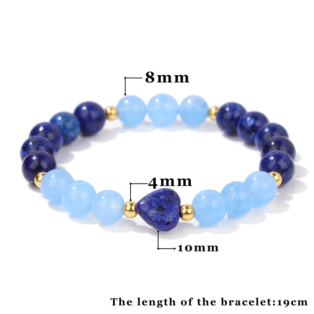 Hemasa  8mm Round Malachite Tiger Eye Jades Beads  Love Heart Bracelets