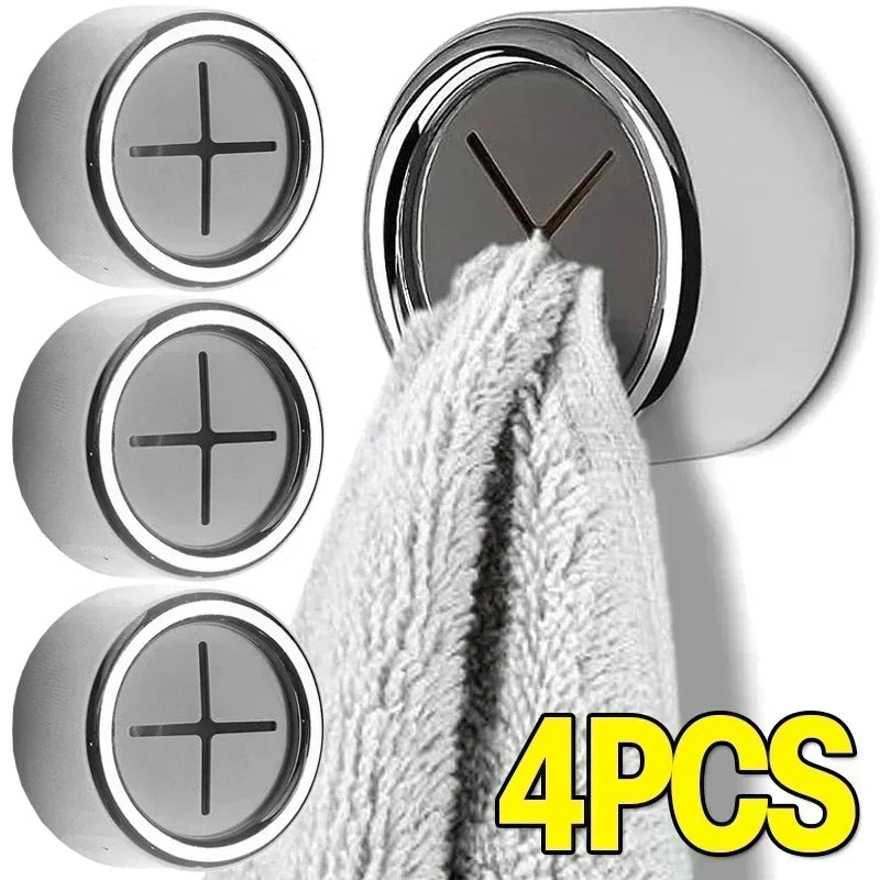Hemasa 4Pcs Self Adhesive Towel Plug Holder Wall Mounted Bathroom Organizers Towel Hooks Storage Rack Kitchen Rags Dishcloth Clips