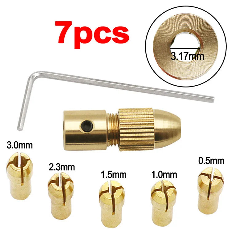 7 in 1 2.35/3.17/4.05/5.05mm Mini Drill Chucks Adapter Small Electric Drill Bit Collector Micro Twist Chuck Tool Kit Woodworking