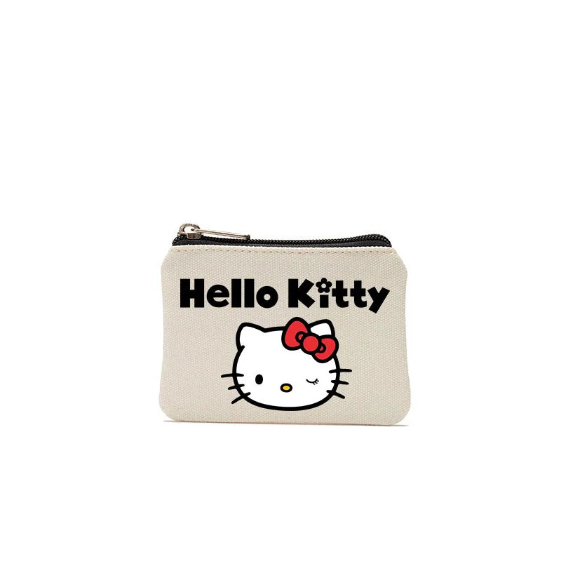 Cartoon Hellos Kittys Coin Purse Canvas Bag Card Bag Simple Fabric Coin Small Bag Cotton Storage Bags for Children's Gifts