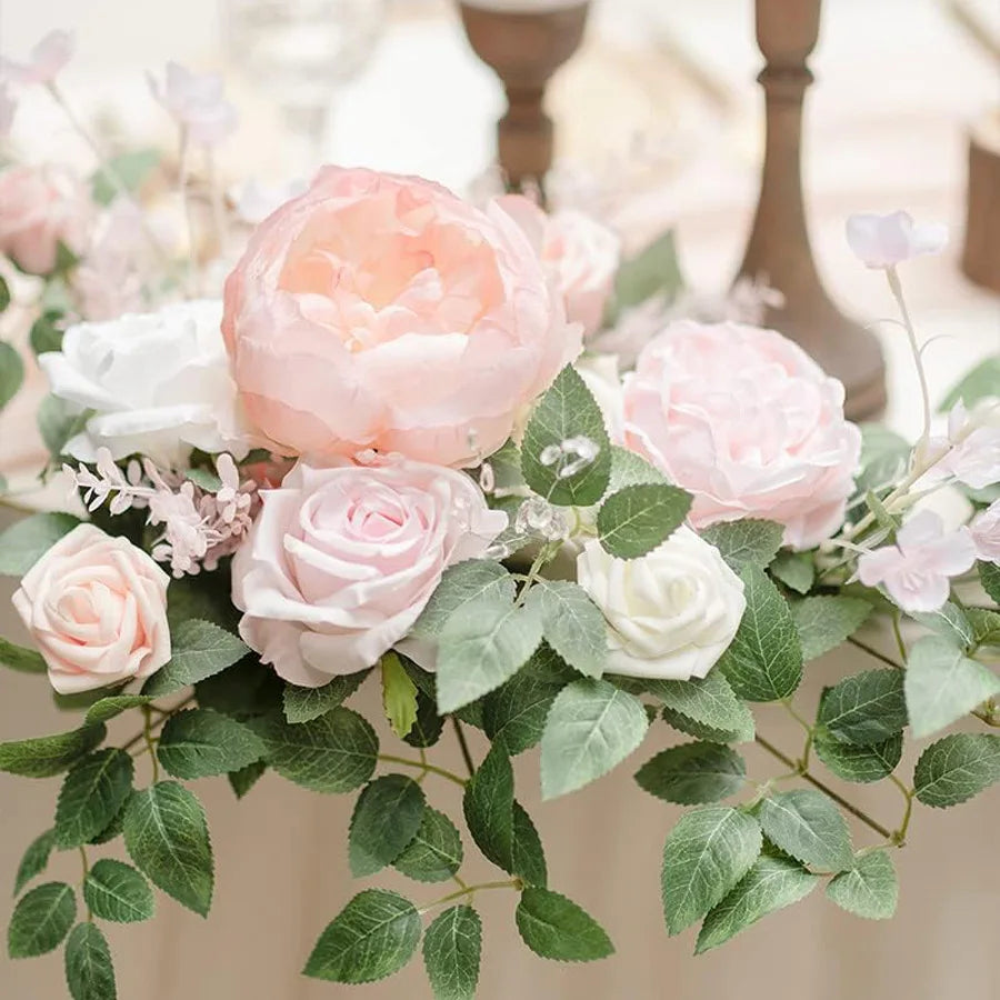 Simulation rose chair back flower aisle flower two-piece wedding home table flower simulation plant decoration