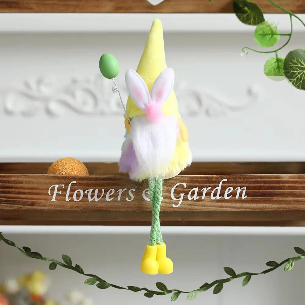 New Plush Flower Fairy Bunny Rabbit Dolls Hanging Ornaments Pink White Yellow Green Kids Girls Gifts Easter Home Decor