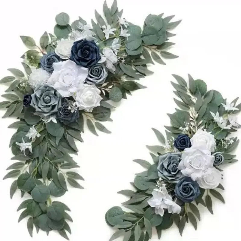 Tejesa Artificial Wedding Arch Flowers Kit Boho Dusty Rose Blue Eucalyptus Garland Drapes for Wedding Decorations Welcome Sign
