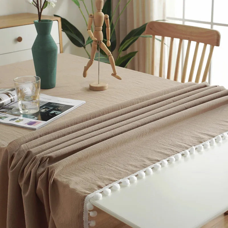Cotton Fabric Tablecloth Tassels Stitching Washable Table Cloth for Wedding Party Dining Banquet Decoration Luxuriou Table Cover