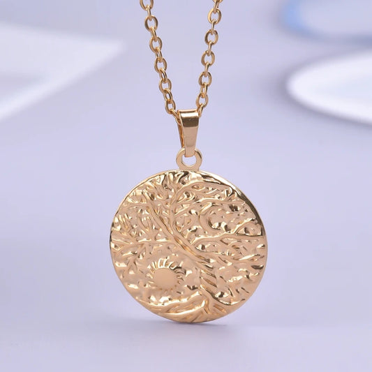 Tree of Life Gold Color Necklace for Women High Qulity Titanium Steel Pendant Collars Long Steel Chains Female Gifts Jewelry