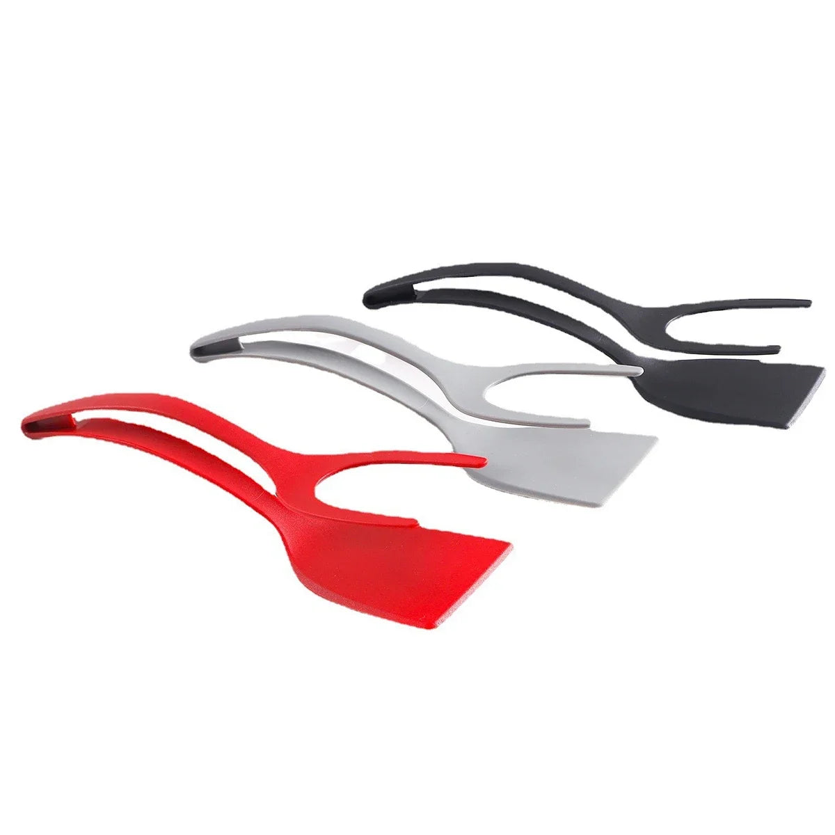 Hemasa 2Pcs 2 In 1 Shovel Clip Silicone Grip Flip Tongs/ Egg Steak Spatula Tongs/ Clamp Pancake Fried Turners Cooking Tool Kitchen Accessories
