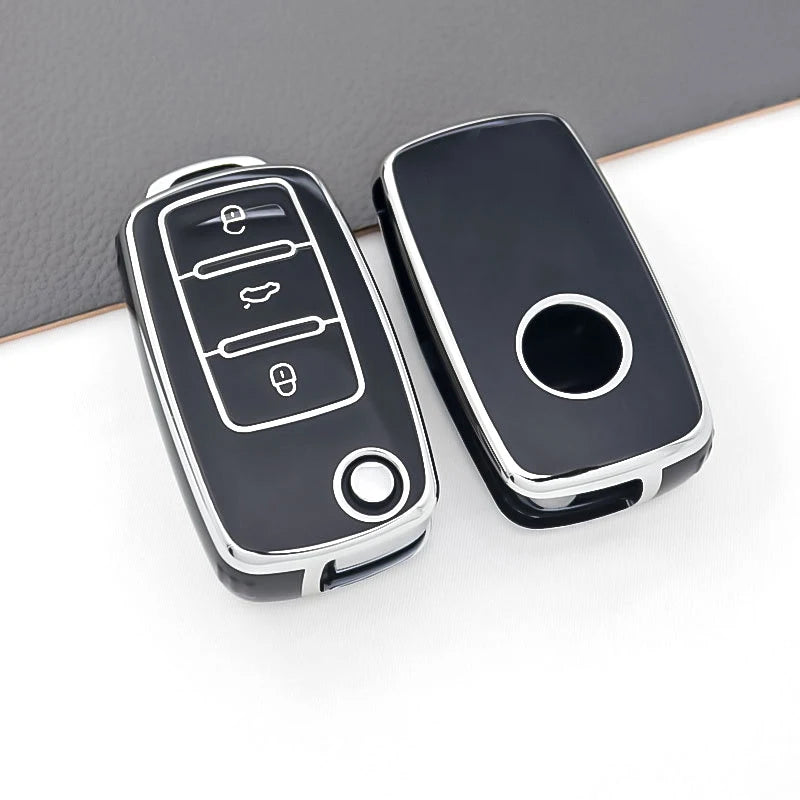 For VW Golf Polo Bora Beetle Tiguan for SKODA Fabia Superb for SEAT Leon Toledo Altea Ibiza TPU Remote Key Fob Case Cover