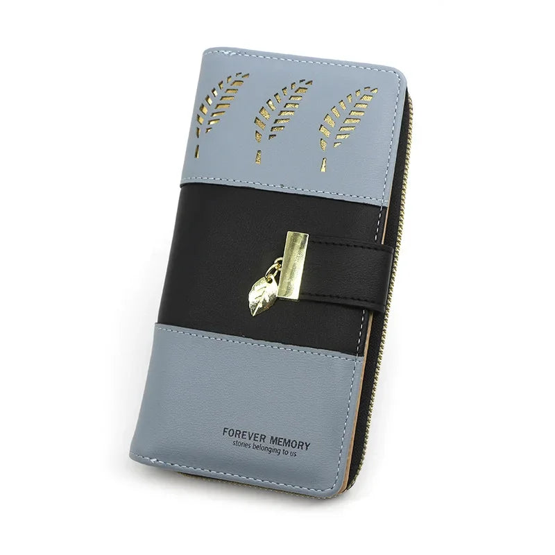 Tejesa Long Leaf Wallet Ladies Handheld Phone Bag Hollow out Design New Style Korean Version Bifold Money Clip