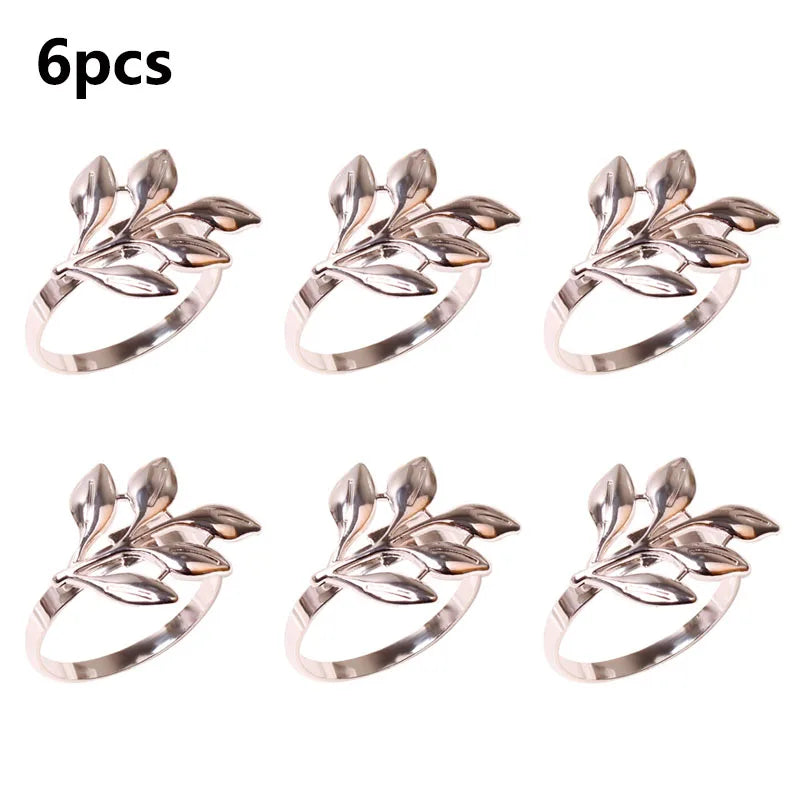 Hemasa 6 Pieces  Leaf Napkin Rings /Buckle Napkin Holder for Christmas