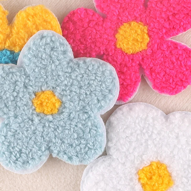 18pcs Chenille Flower lot Cute Embroidered Fabric Patches For Clothing Ironing On Sew Mochila Parches Kids Girls Applique Jacket