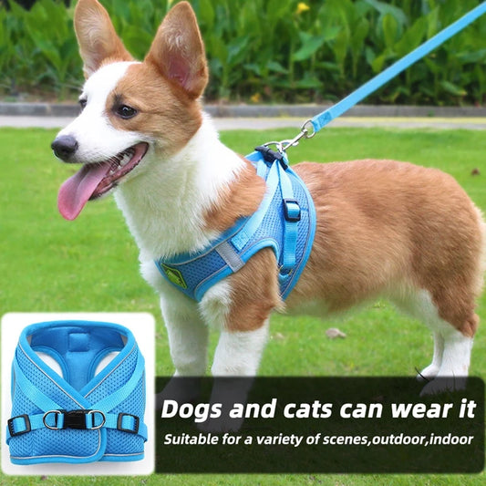 Adjustable Reflective Leash Harness for Pet Dogs Cats Breathable 150cm Strong Dog Leash Harness for Small Medium Large Dog