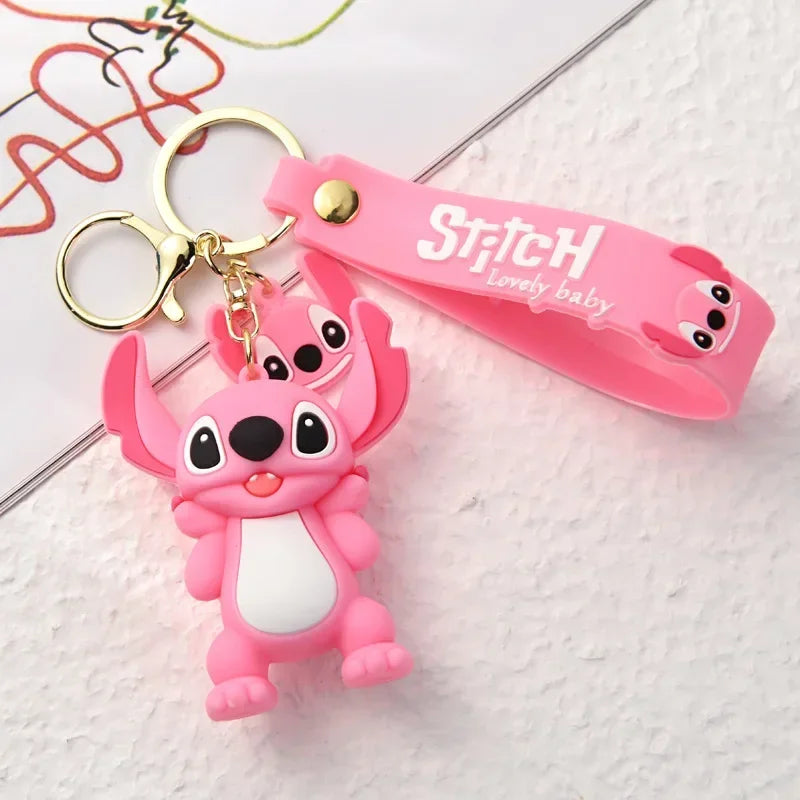 Disney Creative Cartoon 3D Silicone Stitch Pendant Keychain for Women Men Teens Backpack Bag Car Keys Accessories Gifts for Fans