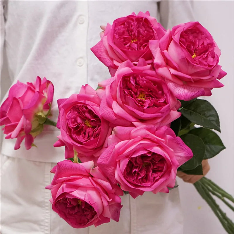 5Pc Moisturizing Austin Rose Real Touch Artificial Flowers Luxury Home Decoration Party Event Wedding Bouquet Fake Flowers Roses