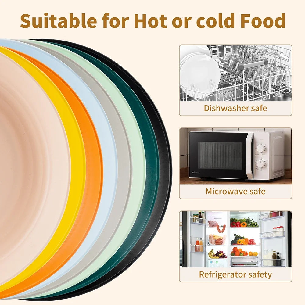4/16Pcs Wheat Straw Ramen Bowl Tableware Dishes Full Tableware Of Plates Bowl Dinner Dishes Set Camping Tableware Dishes Set