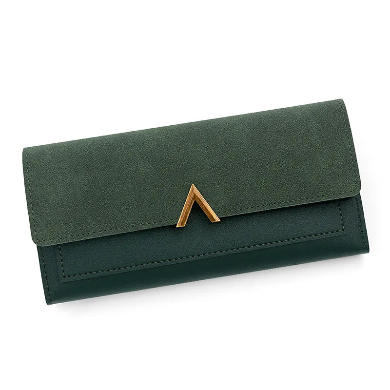 Tejesa  women's wallet long V-shaped buckle three fold wallet for women, hand-held bag, change card bag