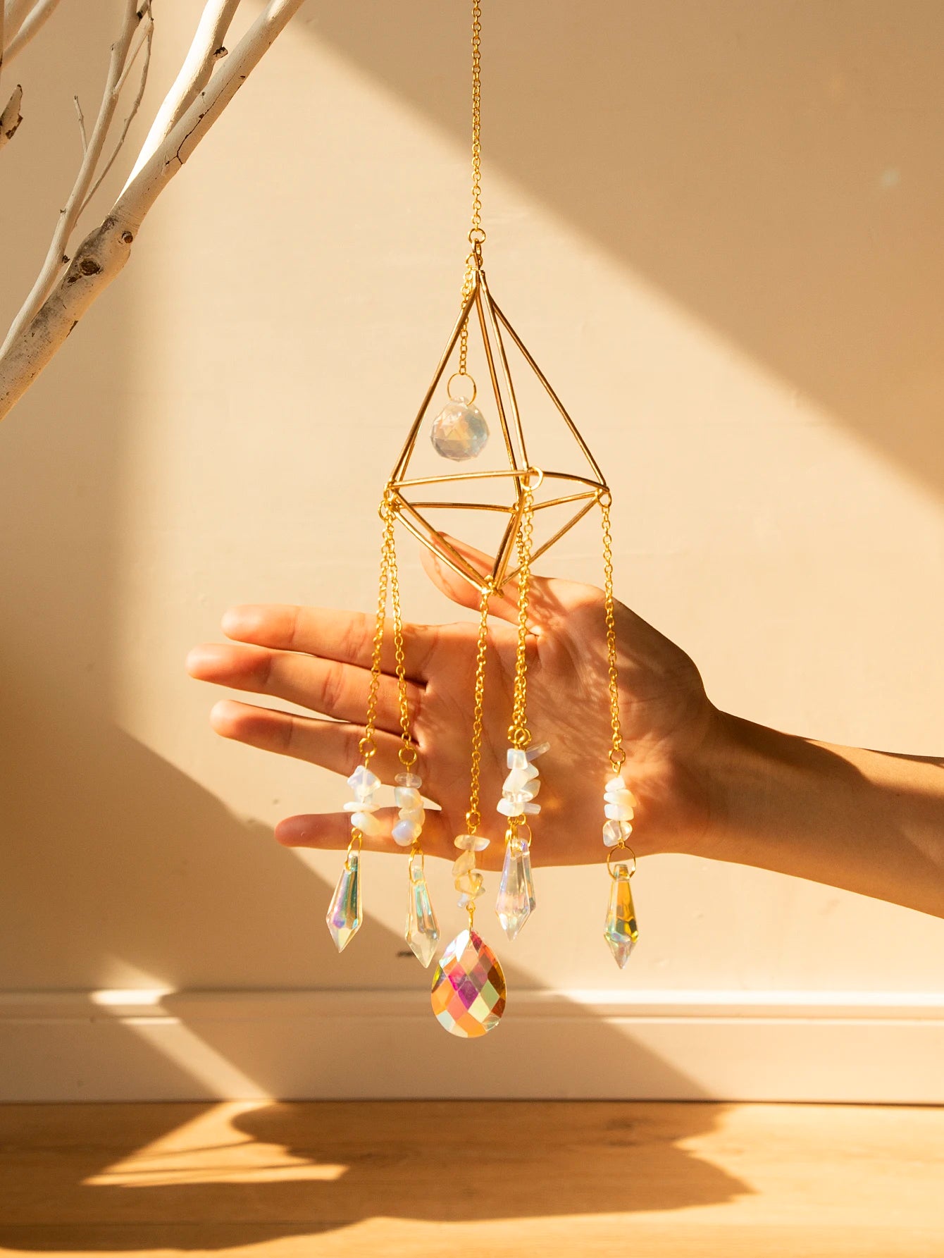 Hemasa  Crystal Wind Chime Hanging Sun catcher/ Boho Home Decoration Light Catcher Stained Glass Prism