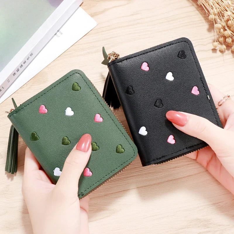 Women Wallet Ladies Mini Small Short Tassel Wallet Cute Girl Zipper Pu Leather Coin Purse Female Hand Wallet Purse