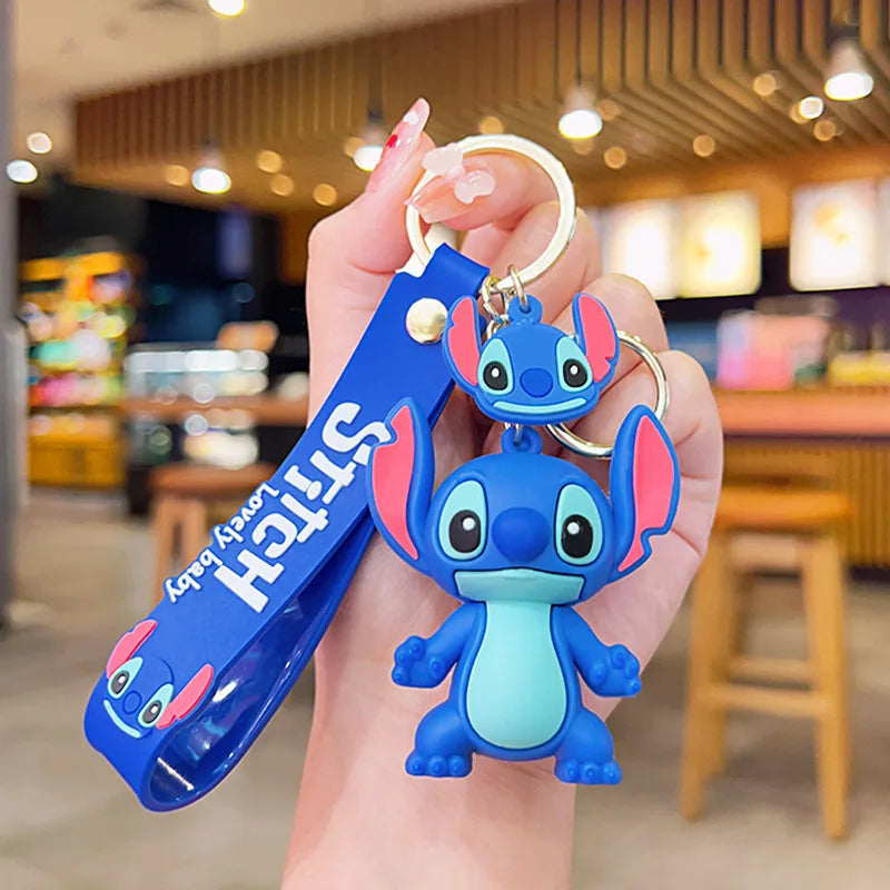 2024 New Purple Stitch Keychain Disney Stitch Figure Doll Keyring Bag Pendent Car Ornaments Key Accessories Kids Toy Xmas Gifts