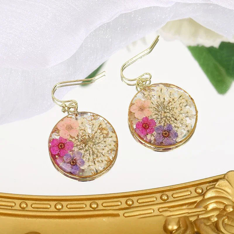 Unique Pressed Flower Earring Handmaking Epoxy Resin Natural Flower Pressed Earring Statement Jewelry Women Floral Drop Earring
