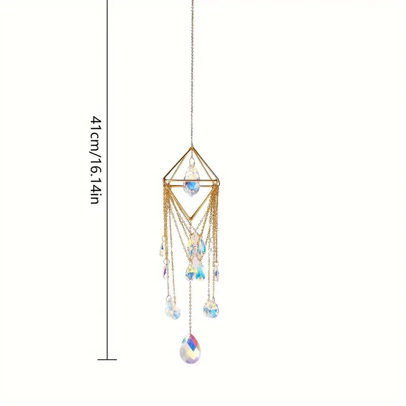 1pc garden metal crystal star moon sun catcher window hanging decoration, bedroom wind chimes hanging decoration wall deco