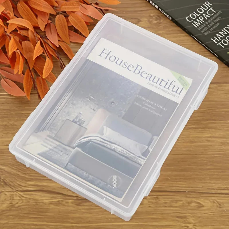1Pc Clear Plastic Storage Container with Dustproof Cover, 3 Sizes Portable Large-Capacity File Organizer - for A4 A5 Paper