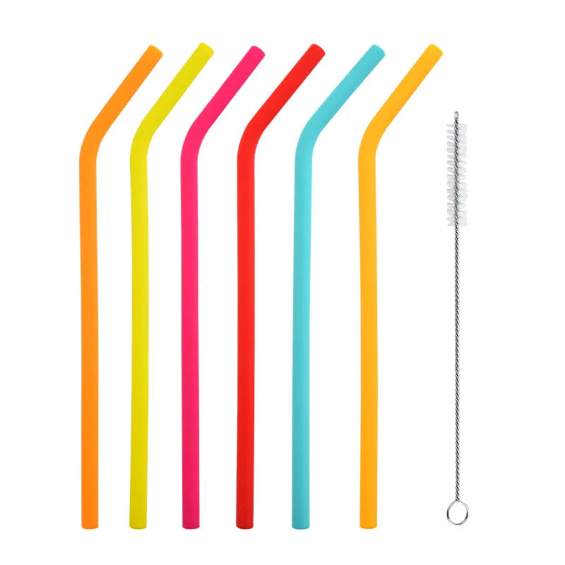 Hemasa 12  Pack Reusable Silicone Drinking Straws For Food with Cleaning Brush for 20 or 30oz Tumblers Juices