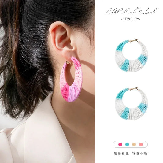Hemasa Colored C-shaped Exaggerated Earrings for Wome/Girls