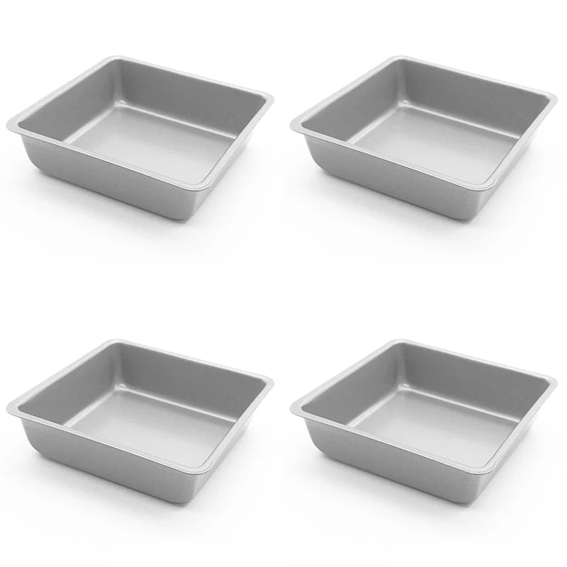 Tejesa 4/6Pcs Square Mini Cake Mold Nonstick Bread Pizza Baking Tray 4 Inch Carbon Steel Cake Pan Baking Dish Mold Bakeware For Kitchen