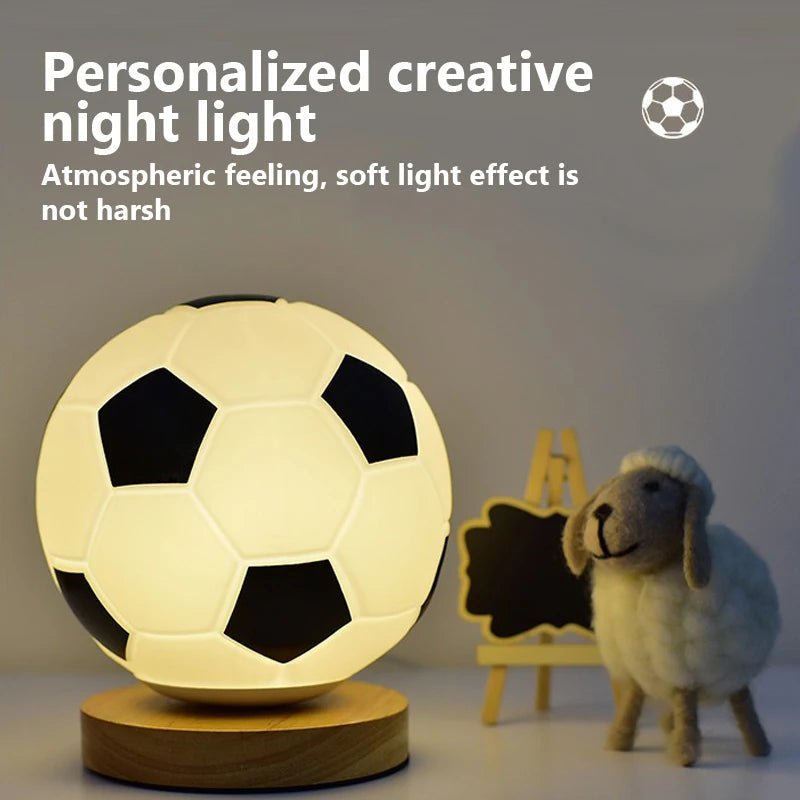 1/2 Pcs Football Night Light 3D Soccer Table Lamp Wooden Stand USB LED Bedside Decoration Illumination kids gifts Soccer Lover