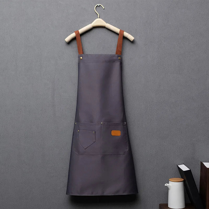 1pcs Kitchen Waterproof Apron,Chef Apron for Men Women,Cotton Canvas Household Work Aprons for Shop Garden Restaurant Cafe