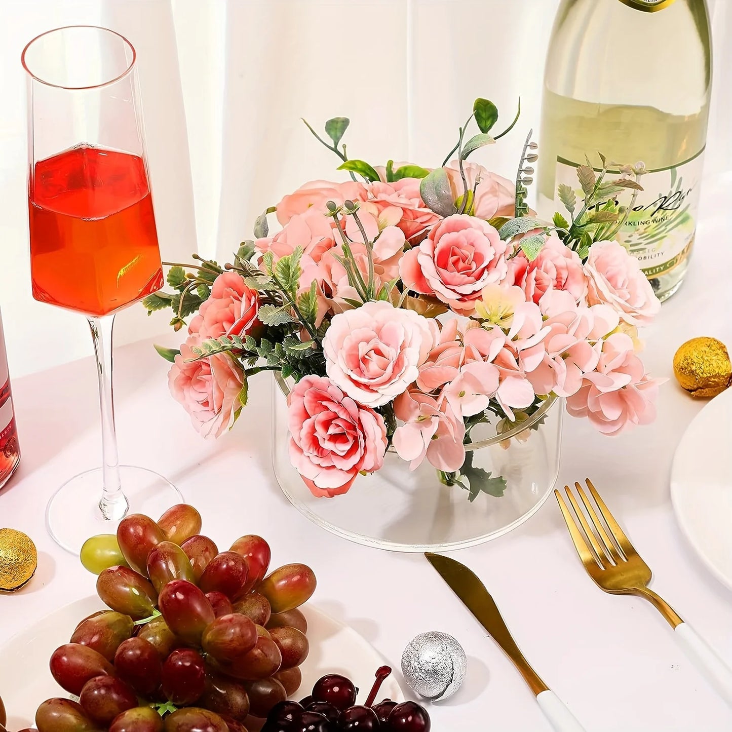 Tejesa Transparent Acrylic Vase Circular Living Room Creative Porous Flower Arrangement Container Decorative Vase 12 Holes