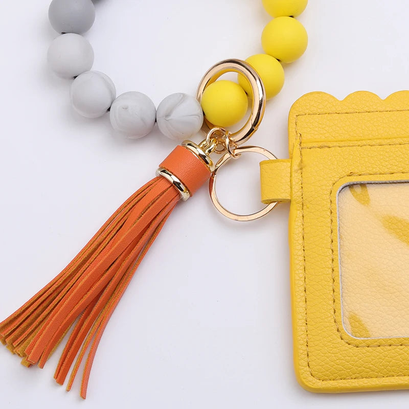 Silicone Bead Bracelet Tassel Pendant Keychain Pendant Cartoon Portable Woman Man Card Bag Multicolor Key Chain Gifts