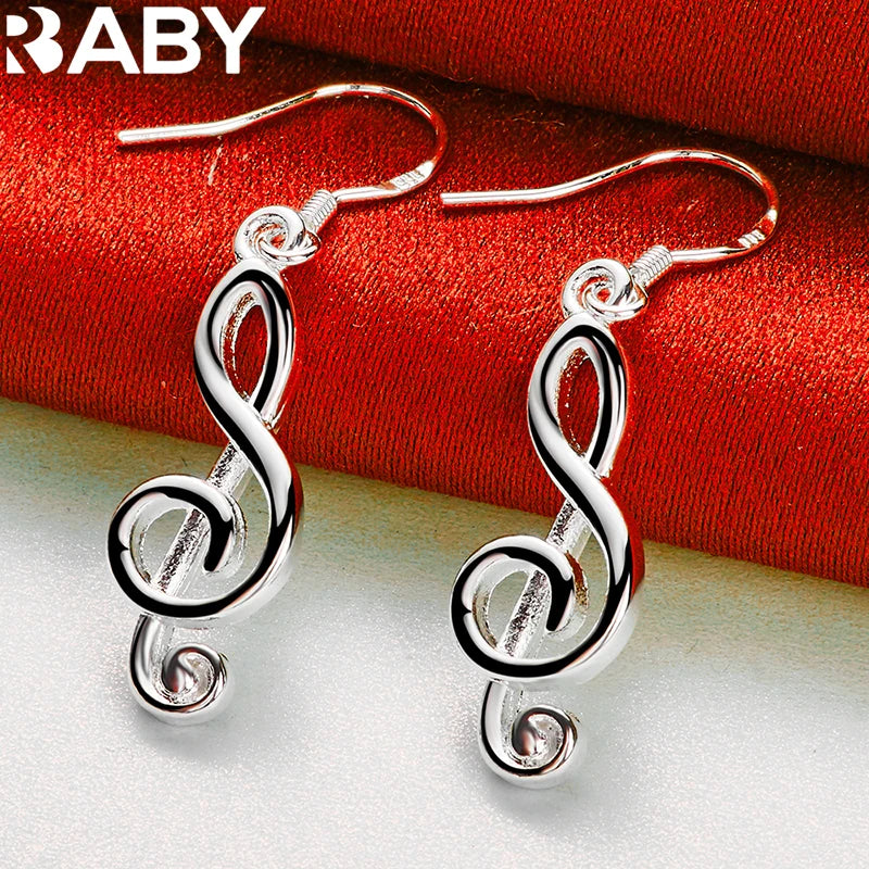 URBABY 925 Sterling Silver Musical Note Earrings For Woman Wedding Engagement Fashion Music Party Jewelry Christmas Gift