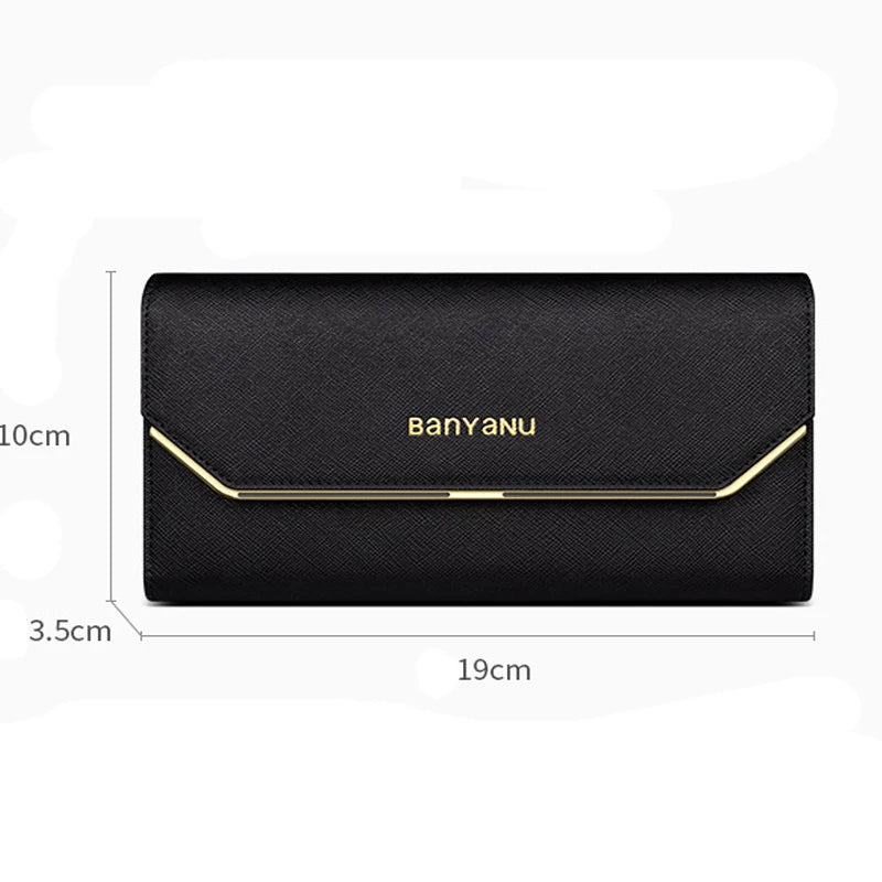 Fashion Ladies Genuine Leather Wallet RFID Long Clutch Purse for Women Multi Card Holder Triple Fold Skin Phone Money Clip 2023