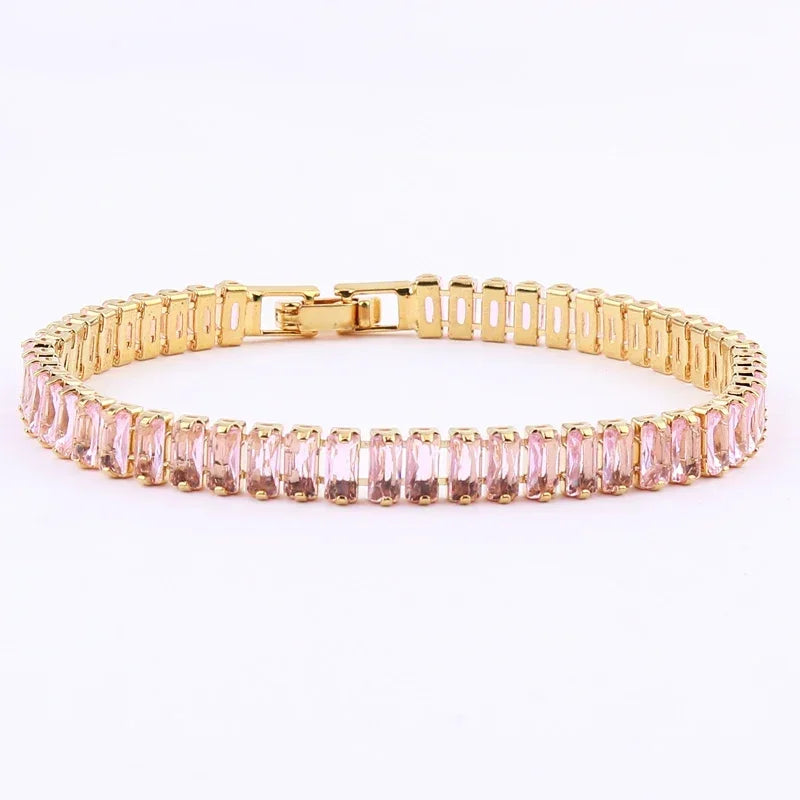 Hemasa Pink colour Cubic Zirconia Tennis Bracelets for Women/Girls