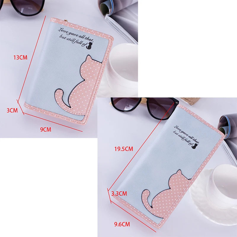 Hemasa  Zip Wallet  Casual  PU Long Large Capacity Coin Purse /Clutch Bag Cute Cat Pattern Wallet