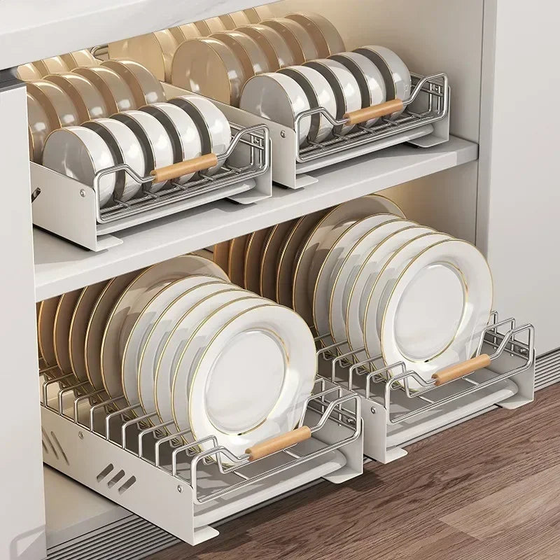 Household Stainless Steel Attached Dish Rack For Kitchen Organizer Storage Shelf Under The Sink Multi-function Drain Accessory