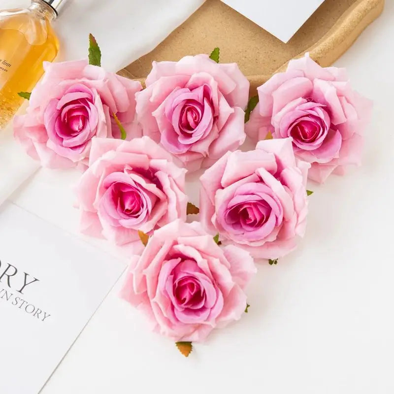 100PC 10CM Wholesale Artificial Flowers for Scrapbook Christmas Home Decor Wedding Garden Rose Arch Fake Silk Head Candy Box