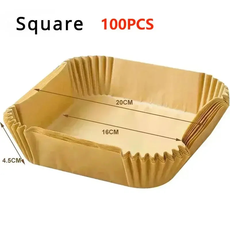 Tejesa Air Fryer Disposable Baking Paper Liner Non-Stick Mat Steamer Square Round Parchment for Microwave Oven Kitchen Cookers (20CM-Square, 200PCS)